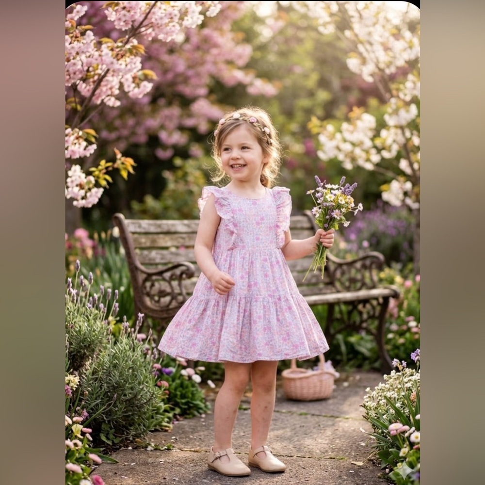 Cat & Jack Girls' Pink Floral Tiered Dress spring , summer , Easter etc Sz 3T